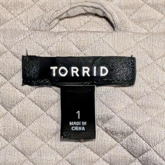 Torrid Moto Jacket Womens Size 1 Pebble Gray Quilted Knit Zip Front Lined - Picture 6 of 8